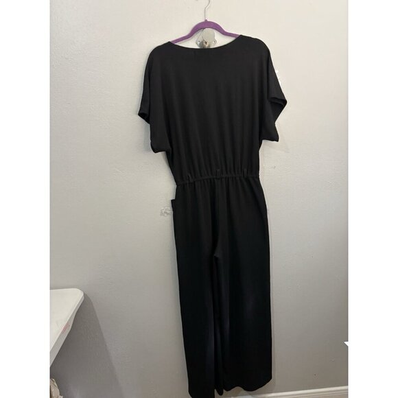 Max Studio Wide Leg Jumpsuit Short Sleeve Knit Stretchy Size Medium - Picture 8 of 15